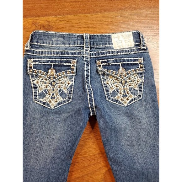 LA Idol Women's/Juniors Capri Jeans Bling Embellished Distressed size 5 (29x18) - Picture 7 of 7